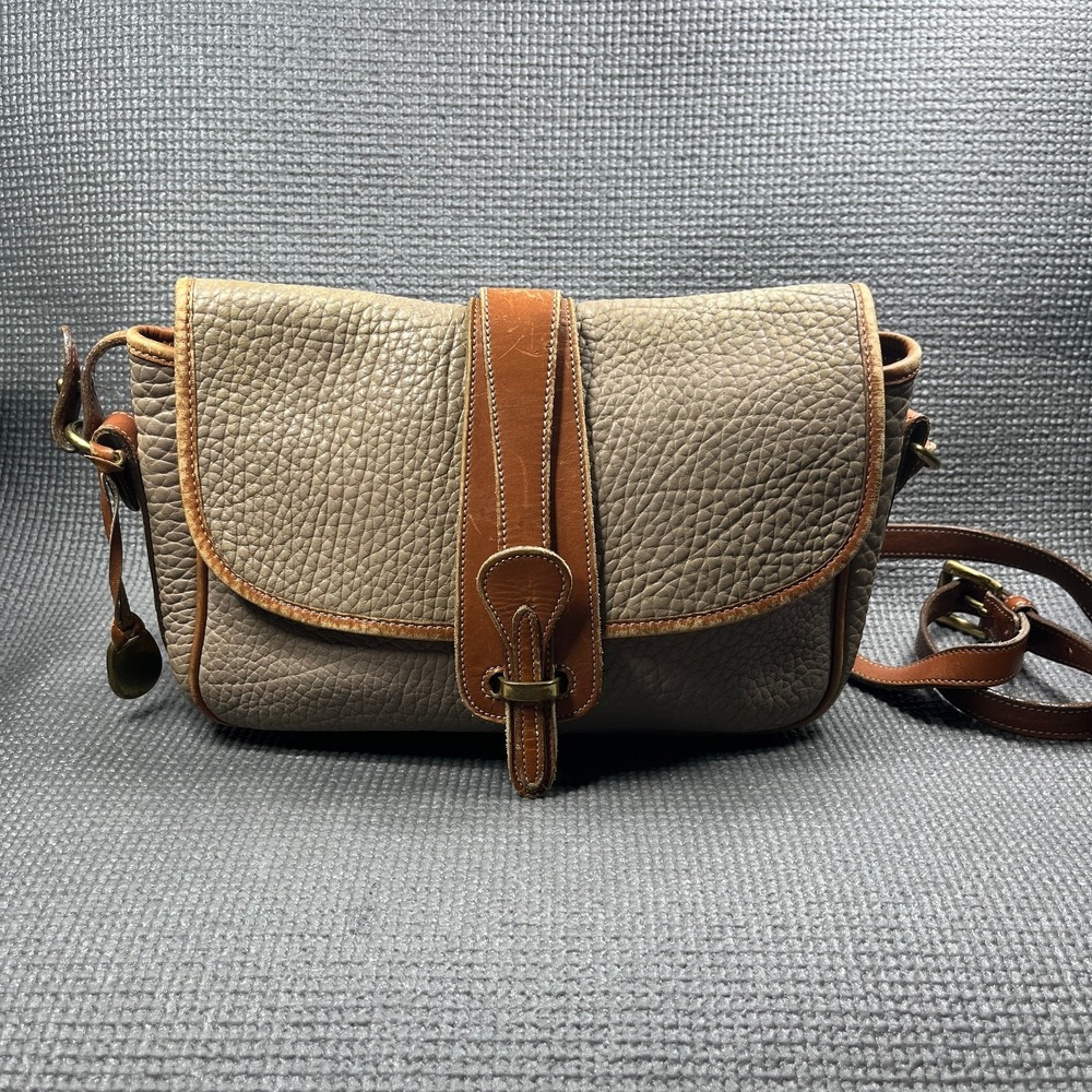 Vintage 1990's Dooney & Bourke All Weather Equestrian Bag Taupe Leather Retro